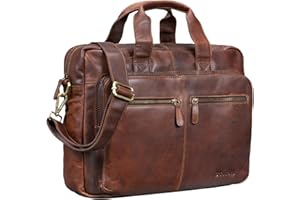 STILORD 'Leandro' Bolso Negocios Cuero Hombre y Mujer Bolso Mensajero Bolsa Bandolera para portátil 15,6 Maletín Carrito Bolso Profesor auténtica Piel