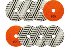 SANLEETEK Disque Diamant Polissage 4"/100mm - 8 Pièces Grain 200 Polissage Pads pour Granit Marbre Pierre Artificielle Quartz pour Meuleuse D'angle