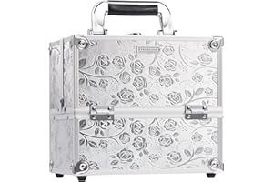 KETALIRIA Make up Koffer Schminkkoffer Leer Make up Koffer Alu Beauty Case Nagelkoffer Abschließbarer Friseurkoffer Make up Box Kosmetik Organizer, Silber