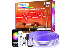 TENDIST 10M RVB IP68 Neon Ruban LED Flexible, WiFi Etanche LED Ruban Exterieur Compatible avec Alexa, 120 LED/Mètre, DIY 24V Bande LED Néon avec Sync Musique pour Chambre, Fêtes, Jardin