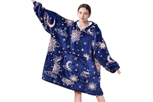 THREE POODLE Felpa Coperta Oversize con Cappuccio, Felpa Gigante Coperta Indossabile con Maniche, Coperta con Cappuccio Ultra Morbida e Calda, Cozy Hoodie Felpa Pile per Donna,Uomini e Bambini, Regalo