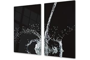 CONCEPT CRYSTAL Planche de cuisine en VERRE trempé – Planche à découper en verre – Couvre-plaques de cuisson – UNE PIÈCE (60x52 cm) ou DEUX PIÈCES (30x52 cm chacune);D02 Série Eau: Eau 10