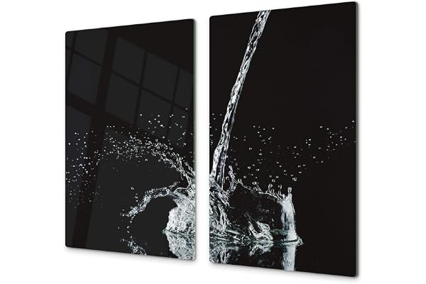 Planche de cuisine en VERRE trempé – Planche à découper en verre – Couvre-plaques de cuisson – UNE PIÈCE (60x52 cm) ou DEUX PIÈCES (30x52 cm chacune);D02 Série Eau: Eau 10