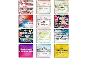 Berkin Arts Set di 12 Calamite da Frigo 3D Simpatici Decorativo Magneti per Frigorifero Durevoli Quadrato Citazioni motivazionali di tipografia artistica colorata per ispirazione per Gabinetto