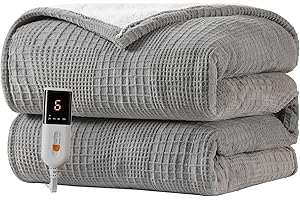 Texciting Manta Eléctrica 130x160cm-Manta Electrica Grande 9 Niveles de Calor - Apagado Automático 10h Lavable en Lavadora (Gris)