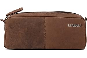 ‎LEABAGS LEABAGS Leder Federmäppchen I Große Echtleder Federmappe I Federtasche für Beruf Uni Schule I Schlampermäppchen I Stiftetui I Stiftmappe I Ledermäppchen I Nature Dunkelbraun