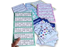ZEBTON 6 Books Assorted Colors - 600 Bingo Tickets - Fun Bingo 6 Game