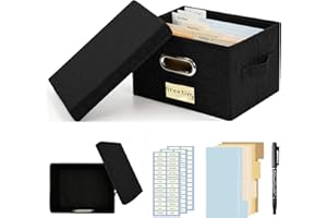 REMOWITH Greeting Card Organizer and Storage Box with 20 Pcs Adjustable Dividers, Storing Cards with 84 Pcs Labels Perfect for Storing Greeting Cards, Envelopes, Photos 1 Pack Black