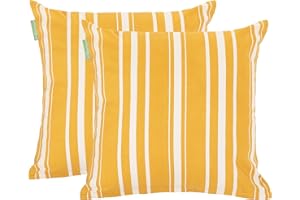 Gardenista Water Resistant Outdoor Garden Printed Cushion | Smooth Breathable Fabric | Treated Canvas Cotton | Hollowfibre Filled Designer Pillow | Hypoallergenic (Set of 2, Horizon)