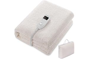 ‎MONZANA MONZANA® Heizdecke Wärmeunterbett 150x80cm 5 Stufen Timer Coral Fleece 60W Creme Wärmedecke Überhitzungsschutz waschbar