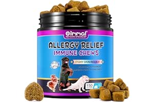 HRAMEX Allergie-Linderung Kauen für Hunde(150 Zählen Peking-Enten-Geschmack),Kausnack zur Unterstützung der Verdauung & bei juckender Haut,Saisonale Allergien,Anti-Juckreiz