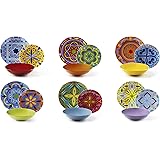 Excelsa Puebla Servizio Piatti 18 Pezzi, Porcellana e Stoneware, Multicolore