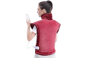 CURECURE Värmedyna för Rygg, Axlar och Nacke 60x85cm, Röd | 5 Temperaturlägen, 1-2h Automatisk Avstängning, Överhettningsskyd