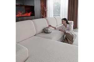 OHSIO Sofa Covers for Sectional, Stretch Cushion Cover, Soft Flexible Non-Slip Slipcovers, Washable Wear-Resistant Sofa Seat & Furniture Protector(1 x Seat Cover S, Ivory)