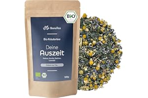 ‎BONATEA BIO Abendtee 100g - Deine Auszeit mit Baldrian, Lavendel, Melisse, Kamille, Lose Kräuter-Tee-Mischung für Entspannung am Abend