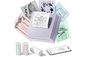 TYPONOS PM290 Mini Stampante Termica, Etichettatrice Bluetooth Portatile con 3 Rotoli di Carta Adesiva, Mini Stampante Fotografica per Note, Diario,Elenco, Ideale per Imparare, Foto, Regali, Viola