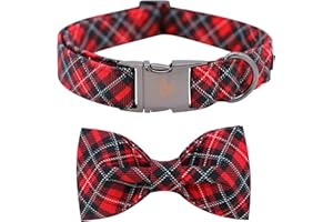 Elegant little tail Dog Collar with Bow, Soft&Comfy Cotton Bowtie Dog Collar, Summer Pet Collar Adjustable Pet Gift Dog Collars for Small Medium Large Dogs
