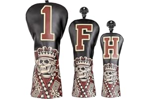 BIG TEETH Golfschlägerhauben für Driver/Fairway/Hybrid/Putter 1FH, elastischer Verschluss, PU-Leder, Schwarz