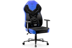 DIABLO X-Gamer 2.0 Sedia Gaming Gamer da Ufficio Design Ergonomico Cuscino Lombare Rivestimento in Tessuto Braccioli Confortevoli (Nero-Blu)