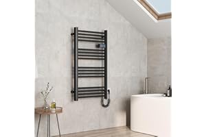 EMKE Toallero electrico baño 96x54cm,500W, Radiador de Baño con Controlador de Pantalla Digital, Secador de Toallas Eléctrico Recto (Negro)