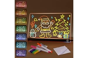 Thlevel Lavagnetta in Acrilico Luminoso con 7 Penne Colorate Bacheca Luminosa a LED Lavagna Luminosa LED per Bambini con Controllo Touch 30x20cm per Ufficio Scuola Casa Caffè