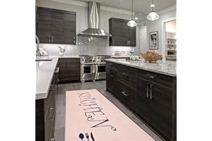 ‎MIQNA miqna küchenteppich, küchenläufer waschbar rutschfest, Gel Läufer waschbar, Beige Küchenmatte (Spoon, 80 x 200)