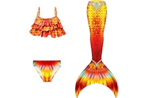 NAITOKE Coda di Sirena con Bikini per Bambina Set Bikini,Monofina Non Inclusa