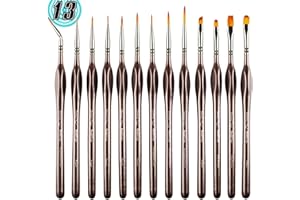 ROCK NINJA Pennello di Dettaglio, Set di pennelli in Miniatura con Dettagli artistici per Warhammer 40k Giochi Officina Pittura ad Acquerello, Olio, Acrilico, chiodo, Viso, Pittura in Scala (13 Pezzi)