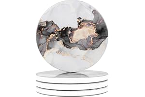 Naivasha Homeware Marble Coasters Set of 4 - Stunning Decorative Coasters in GLOSS Finish, Elegant Stone Coasters with Cork Bottom - Arctic