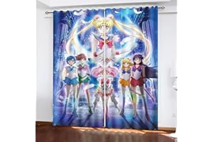 SNcek Sailor Moon Verdunkelungsvorhang wasserdichte Polyester Stoff Mit Ösen, Sailor Moon Kinder Verdunkelungsvorhänge Blickdicht Für Kinderzimmer (183x160cm(BxH)/ 91.5x160cmx2,9)