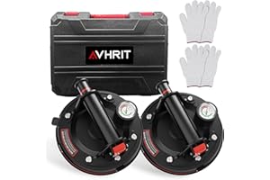 Avhrit Glass Suction Cups, 8-Inch Glass Suckers Lifters with Pressure Gauge, 485LBS Load Capacity, Heavy Duty Vacuum Tile Suction Lifter for Granite/Tile/Window/Floor