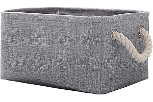 CREADARD Fabric Storage Basket, Foldable Linen Storage Box for Nursery and Home, Collapsible Canvas Shelf Basket for Wardrobe or Bedroom, Grey