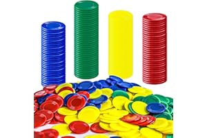 YISSCEN 400 Stück Spielchips, Poker Chips, Kunststoff Pokerchips, Casino Chips, Pokerchips Poker, Casino Spiel, Poker Set, Blanko Chips Karte für Kinder Belohnung