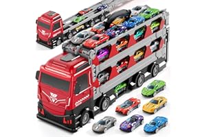Ci Vetch 78-Inch Cars Trucks for Toddlers 2-7 Years, Transport Truck Toys with 24 Pcs Die-Cast Cars, Gifts for Boys 3-7
