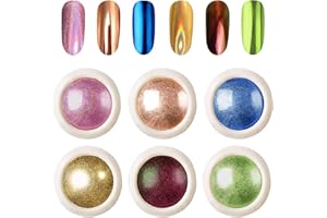 IMPODITIONGS 6 Polvere per Unghie Cromate, Polvere per Unghie Effetto Specchio Glitter luce di luna sirena iridescente, Polvere di Glitter per Unghie Lucida, Per nail art manicure fai da te(02)