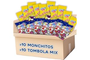 IAMI Pack Monchitos + Tómbola Mix - 10 Bolsas Arroz Inflado Sabor Jamón + 10 Bolsas Mix Aperitivo de Maíz