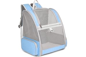 ALLSOPETS Zaino Pieghevole per Cani Gatti Borsa Trasportini per Animali Domestici con Cinghie Regolabili Comoda Rete Traspirante Adatta per Il Campeggio a Piedi Parchi Ciclistici Blu