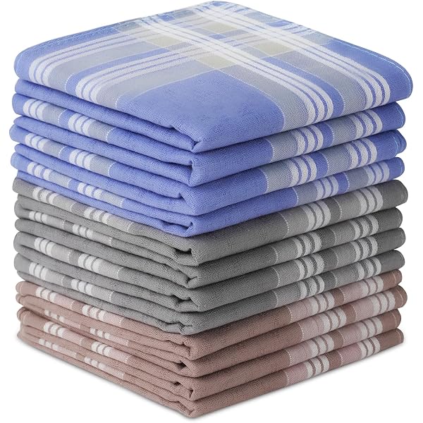 Lot De 12 Mouchoirs En Coton Pour Hommes - 40x40cm - Carreaux De Poche élégants Pour Mariage, Bureau Ou Soirée