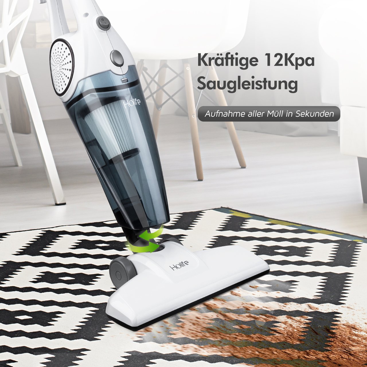 ᐅ Holife Staubsauger Beutellos, 2in1 StielStaubsauger & Handstaubsauger mit Kabel (600W Motor
