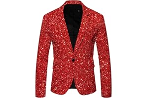GÉNÉRIQUE Blazer à Paillettes pour Homme - Brillant - Moderne - Coupe ajustée - Décontractée - Un Bouton - pour Le Printemps et l'automne - Veste de Costume pour Les Loisirs - pour Mariage et Affaires
