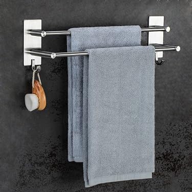 Porte Serviette Salle de Bain, 2 Barres Porte Serviette Adhesif en