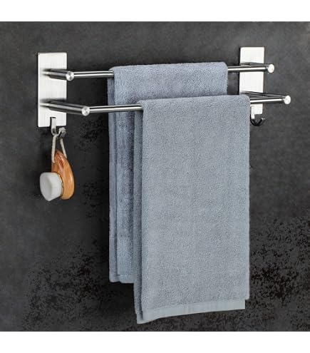 Porte-Serviettes Mural VidaXL - Blanc - 45x10x115cm - Acier - Pour Salle De Bain - Range-Serviettes Pratique