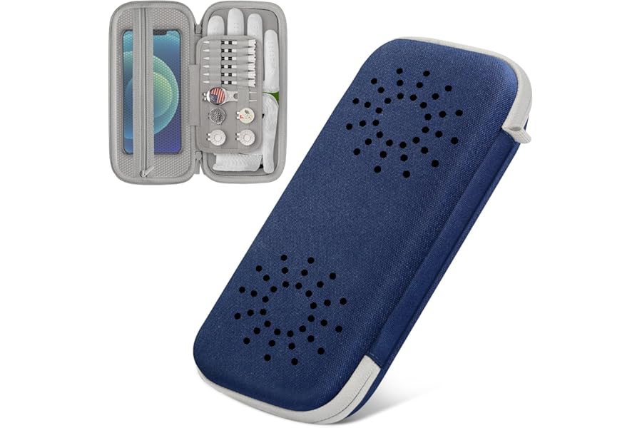douper Golf Accessories Holder, Gloves Case with Soft Shaper Divider and Airflow Holes, Hard Organizer with Storage Slots for Phone Tees Divot Tools Ball Markers, Gift for Men Women Golfers