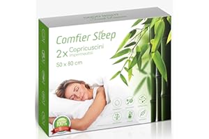 COMFIER SLEEP Copricuscino Impermeabile 50x80 cm – Copricuscino Antiacaro Tre Strati Con Zip – 2 Pezzi Copricuscini – Coprifedere Cuscini Letto Traspiranti