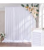 SuSire Toile De Fond Mariage 3x6m Rideau Blanc Champêtre - Décoration Romantique Photographie