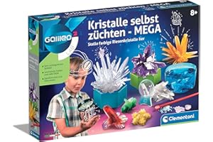 Clementoni Galileo Lab – Kristalle selbst züchten Mega, Experimentierkasten für Kinder ab 8 Jahren, farbenfrohe Experimente fürs Kinderzimmer, Clementoni 59130