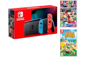 Nintendo_Switch Rouge/Bleu Néon 32Go [nouveau modèle] + Animal Crossing: New Horizons + Mario Kart 8 Deluxe