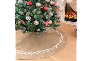 Deggodech 122cm Jute Weihnachtsbaumrock - Sackleinen Weihnachtsbaum Röcke Weihnachtsbaumdecke für Weihnachtsfeiertag Dekorationen (48 Zoll)