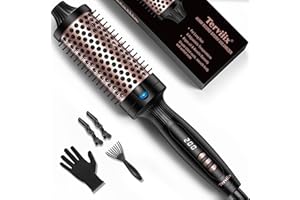Terviiix Thermal Brush, 45mm spazzola calda, doppio MCH ceramica termica spazzola tormalina ionica 2 in 1 spazzola termica, display digitale 5 temperature ferro arricciacapelli doppia tensione