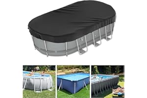 Neuradical Oval Poolabdeckung für oberirdische Pools 210D Oxford reißfest Winter Schwimmb adabdeckung, Pool Plane für Wasserdicht und staubdicht Mit Kordelzug Und BodennäGeln FüR StabilitäT(366x549cm)